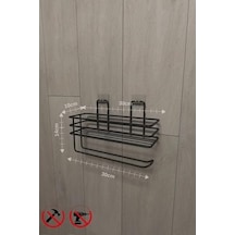 2 Li Yapışkanlı Siyah Mutfak Organizer Seti, Metal Baharatlık Ve Yağlık Raf, Kağıt Havluluklu Alt Raf, Delmeden Kolay Kurulumlu Mutfak Düzenleyici Açık Bej