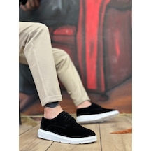 Pabucmarketi Bağcıklı Casual Erkek Ayakkabı Siyah Süet Beyaz Taban Çok Renkli