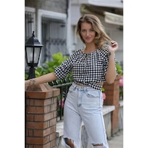 Lodmela Bağlama Detaylı Crop Bluz 1736siyah