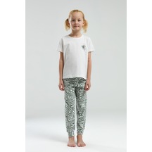 Arnetta 3303 Kız Çocuk Desenli Bisiklet Yaka Şortlu Kısa Kol Pijama Takım Yeşil