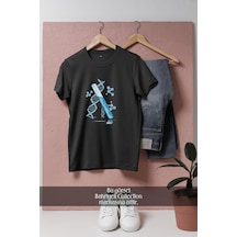 Oversize Kimya Tüpü Tasarımlı Unisex T-shirt Siyah