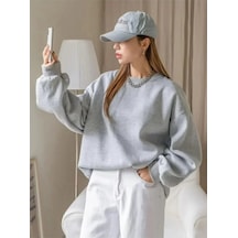 Modi Green Düz Dokulu Erkek Günlük Stil Gri Bisiklet Yaka Rahat Kesim Sweats