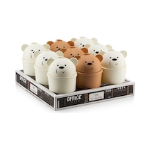 Qlux L-00586 Hippo Masa Üstü Çöp Kovası Mini Ofis Makyaj Vb Çocuk Odası Ayıcık Modeli - 18'li Paket