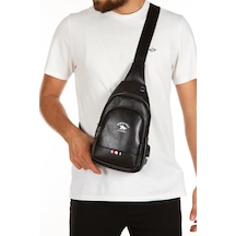 Newish Polo Body Bag Usb Kulaklık Çıkışlı Çapraz Çanta-siyah