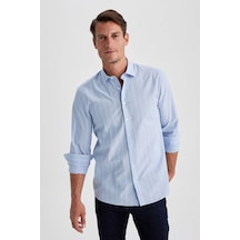 Defacto Modern Fit Polo Yaka Non Iron Ütü Gerektirmeyen Uzun Kollu Gömlek A7907AX23AUBE417