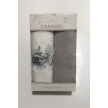 Taç Casabel 2'Li Kutulu Havlu Seti Gri