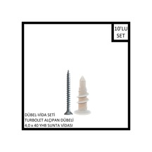 Dübel-vida Seti, Turbolet Alçıpan Dübeli, 4,0x40 Yhb Sunta Vidası, 10 Adet
