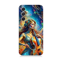 Samsung Galaxy S24 Uyumlu Viyolonsel Çalan Kadın Desenli Silikon Kılıf