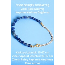 Lapis Lazuli İnce Doğal Taş Kırık Taş Bileklik Gerçek Pirinç Kaplama Zincir Sertifikalı Bileklik Asetat Kutu Asetat Kutu
