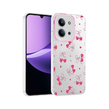 Redmi 15c Kılıf Kamera Korumalı Desenli Zore Klip Kapak - Kalpli Kiraz -