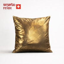 Smarto Relax Tekli Desenli Dekoratif Dolgulu Kırlent 45x45 Cm Siyah - Altın