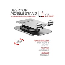 Telefon Standı Çok Yönlü 360 Dönebilen Metal Gövdeli Ayarlanabilir Ve Katlanabilir Masa Üstü Kullanımı İçin Tüm Telefonlara Uyumlu