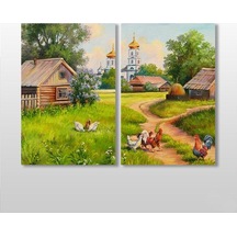Köy Evi Kanvas Tablo 120x110cm