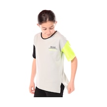 Toontoy Kids Toontoy Kız Çocuk Baskılı Bisiklet Yaka Kısa Kollu Tişört - Renk Bloklu Gri