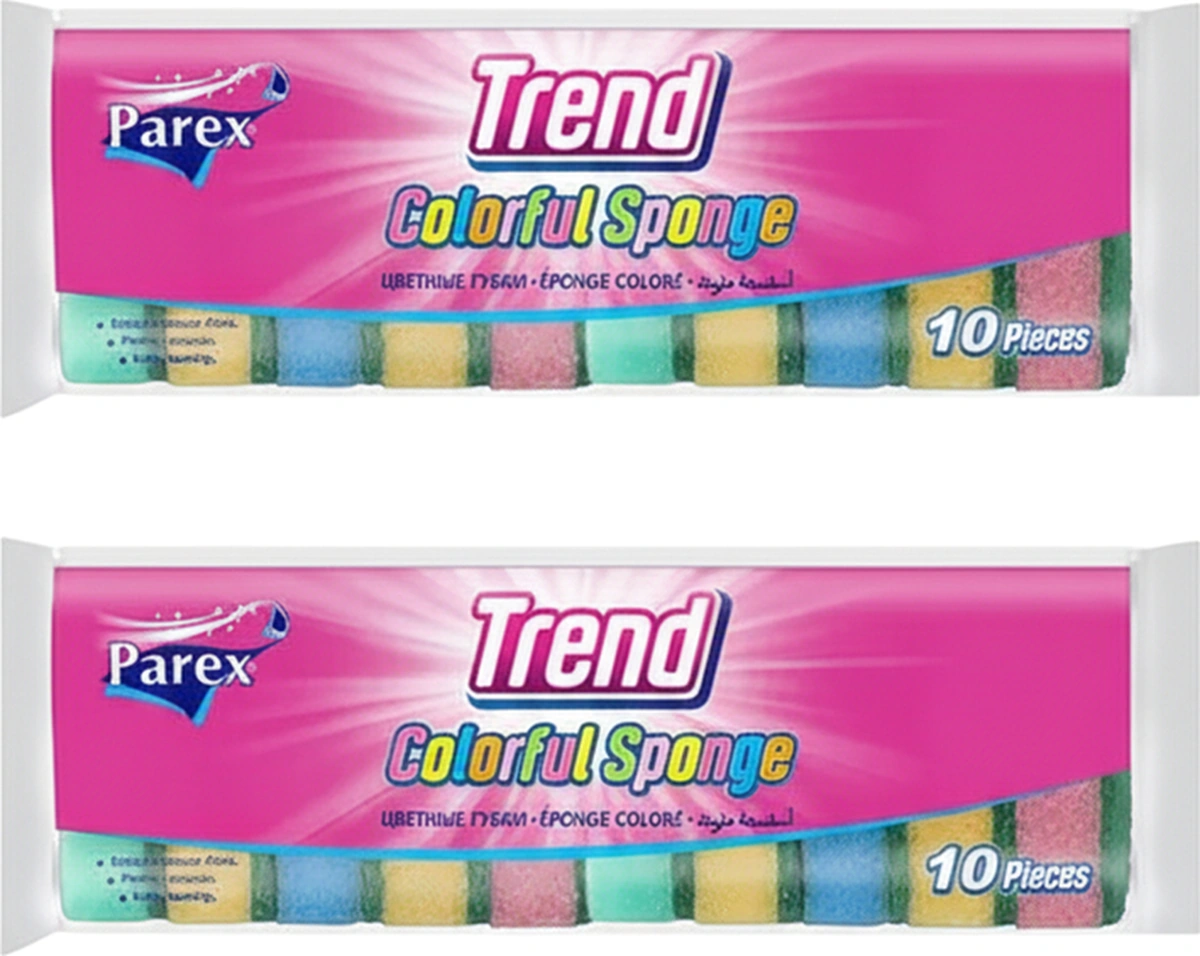 Trend 10'lu Rengarenk Düz Sünger İkili Paket