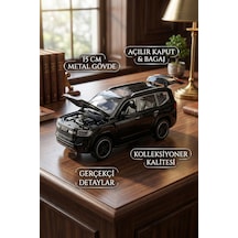 1:32 Metal Çek Bırak Lüks Arazi Aracı Toyota Land Cruiser Model Oyuncak Araba - Sesli Işıklı Siyah
