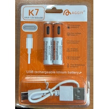 Aggıy K7 Aaa İnce Type-c Şarjlı Pil 1.5 Volt 800mah