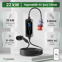 Cks Enerji 22 Kw Taşınabilir Hızlı Araç Şarj İstasyonu Çanta Ve Dönüştürücü Hediyeli Yerli Üretim 11-22kw