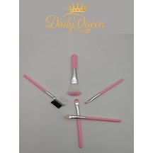 Daily Queen Pembe 5 Li Mini Makyaj Fırça Seti Seyahat Boy, Yumuşak Sentetik Kıllar, Çok Amaçlı Kullanım