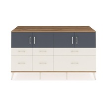 Kronos Konsol 4 Raflı 6 Çekmeceli 4 Kapaklı 176x59x99 Çam-antrasi Çam-antrasit/aytaşı