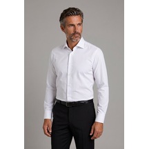 Bisse Beyaz Regular Fit Pamuk Cepsiz Klasik Yaka Uzun Gömlek Gmkls250063 01