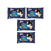 Purina Felix Multipack Somonlu ve Ton Balıklı Yetişkin Kedi Maması 4'lü 4 x 85 G