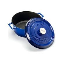 Lava Döküm Tencere 28 Cm Mavi Derin Tencere 2 Yıl Garantili