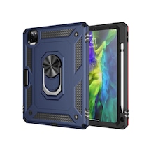 İpad Pro 11 2021 3.nesil A2377-a2459-a2301-a2460 Uyumlu Çift Katman Yüzüklü Vega Tablet Kılıfı - Mavi - T25079
