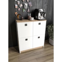 Asya Kahve Köşesi Ve Çok Amaçlı Dolap Tamamı Mdf Beyaz Garden Meş