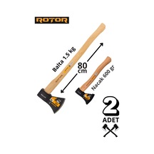 Rotor Ahşap Saplı 1500gr+600gr 2 Li Balta Nacak Seti