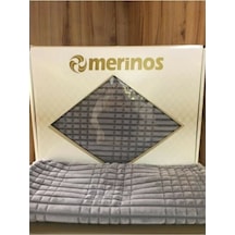 Merinos Modern Line 3 Parça Battaniye Seti - Gri