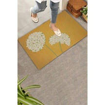 Valerine Life Kişniş Çiçeği Zarafeti Sarı Renk Welcome Hoş Geldiniz Kapı Önü Paspası 45x70cm Kahverengi