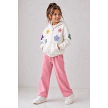 Jabber Kız Çocuk Çiçekli Kapüşonlu Sweatshirt Ve Eşofman Altı Pembe Çok Renkli