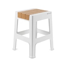 Kaymaz Tabanlı Ev Ofis Taburesi - 120 Kg Taşıma Kapasiteli Kaymaz Banyo Taburesi - Çocuk Taburesi - 35x45x40 Cm Büyük Turuncu Açık Bej