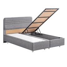 Mila İkili Set, Mila Çift Kişilik Baza Başlık Seti - Gri 140 x 190