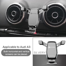 Cbtx Global Yatay Ve Dikey Cep Telefonu Braketi Telefon Tutucu Araba Havalandırma Standı + Audi A3 / S3 İçin Taban - Gümüş