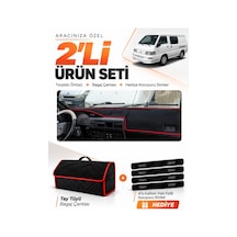 Mıtsubıshı L300 2000-2010 Uyumlu Torpido Örtüsü + Tay Tüyü Bagaj Çantası + Sticker - Siyah Kırmızı