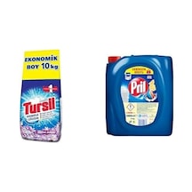 Tursil Polar X Matik Komple Çözüm Leylak Bahçesi 66 Yıkama Toz Çamaşır Deterjanı Ekonomik Boy 1 X 10000 G Ve Pril Limon Kokulu Sıvı Bulaşık Deterjanı 1 X 4 Kg