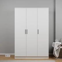 Kardelen Serisi Mat Beyaz 3 Kapaklı 5 Raflı 120 Cm Elbise Dolabı Beyaz