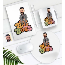 Kişiye Özel Bay Big Boss Karikatürlü Defter Kalem Kupa Mouse Pad