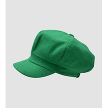 Külah Kadın Yünlü Vintage Kasket Retro Kışlık Şapka - Standart Yeşil