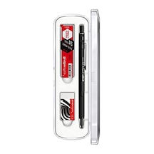 3'lü Set Mekanik Kalem, Silgi Ve 0.5 Mm Mat Siyah Kalem