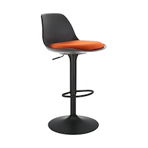 Bürocci Nadya Bar Sandalyesi - Turuncu Deri - Mat Siyah Ayaklı - 9537y0123 Turuncu
