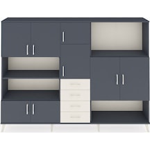 Arges Dolap 10 Raflı 4 Çekmeceli 8 Kapaklı 220x30x163 Antrasit-an Antrasit-antrasit/aytaşı