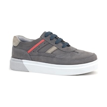 Rakerplus Gri Hakiki Deri Bağcıklı Erkek Çocuk Sneaker Ayakkabı Gri