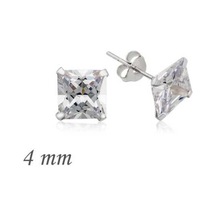 Gumush Gümüş Kare Tek Taş Zirkon Küpe - 4 Mm N11.41884