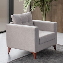 Eymense Kraft Krem Minderli Tekli Koltuk Berjer Krem