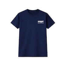 Unisex Wanted Baskılı Oversize Tişört %100 Pamuk Bisiklet Yaka Günlük Streetwear T-shirt Lacivert