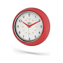 New-max Premium Serisi Retro Tasarım Metal Kadranlı Bombeli Cam Özellikli 30 Cm Ev Ve Ofis Saati Kırmızı