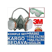 3M 6200 Full Takım Gaz Maskesi Orta Boy + Gözlük N11.2